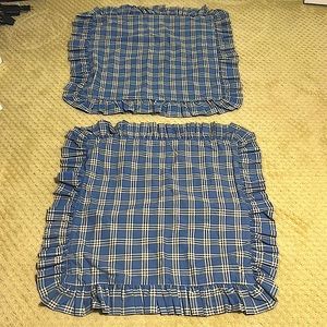 2 Hoffmann Grande blue plaid Euro pillow shams (pair)
